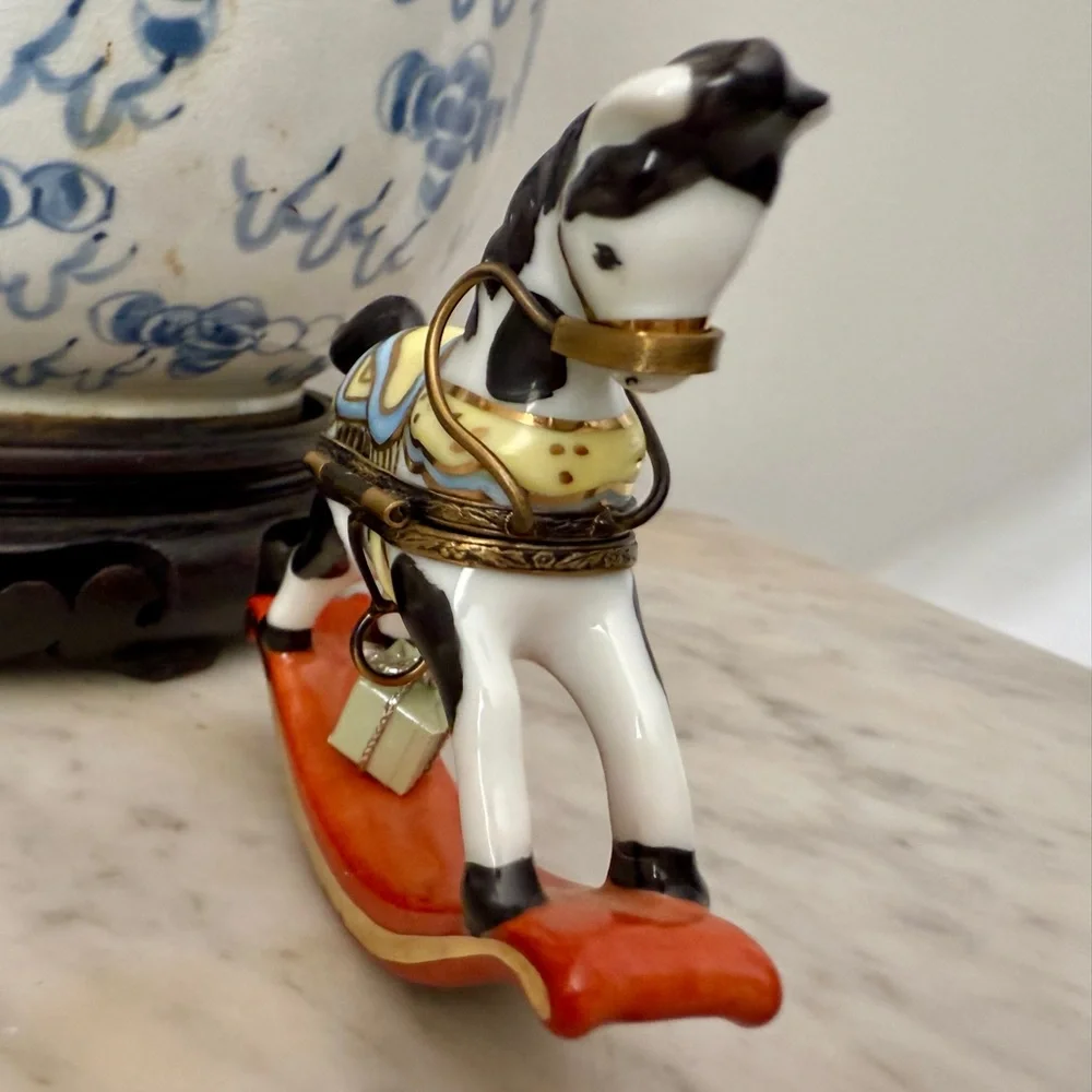 Vintage Limoges France Hand-painted Rocking Horse Trinket Box - Picture 3 of 6